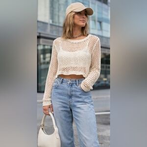 Rebellion Again Ivory Cream Crochet Top L